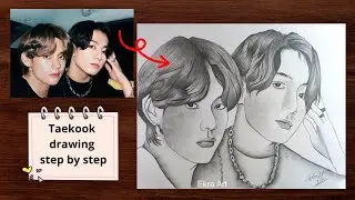 How to draw Taekook step by step l Bts V and Jungkook Drawing l Drawing Tutorial