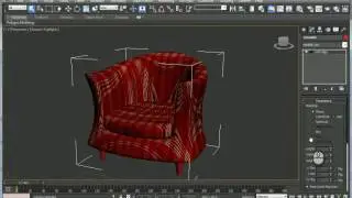 Using UV mapping to adjust texture on an armchair in Autodesk 3ds max