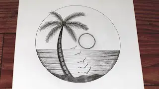 Easy Circle Scenery Drawing || Pencil Drawing || Circle Drawing Step by Step