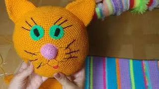 БОЛЬШОЙ ВЯЗАНЫЙ КОТ ( ПРОЦЕСС ИЗГОТОВЛЕНИЯ ЧАСТЬ 2) 