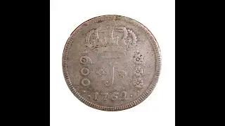 Moeda Antiga do Brasil 600 Réis 1764 R - SÉRIE J - 
