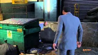 Grand Theft Auto V - Trevor Phillips Taking a Dump Behind a Trash Dumpster (Michael Catches Him) PS3