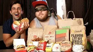 BURGER + BLINDFOLD FASTFOOD CHALLENGE! (GUESS THE RESTAURANT)