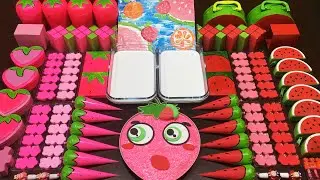 PINK STRAWBERRY and RED WATERMELON Slime ! Mixing random into CLAY Slime I Relaxing slime videos