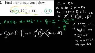 Sum of N terms of an Arithmetic Series / Arithmetic Progressions (A.P.)  If Last Term Given