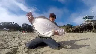 HUGE Halibut Fishing From the BEACH | FIRST CAST & NON-STOP ACTION