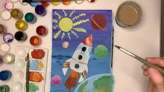 Рисуем ракету поэтапно. Как нарисовать ракету в космосе. Урок рисования для самых маленьких.