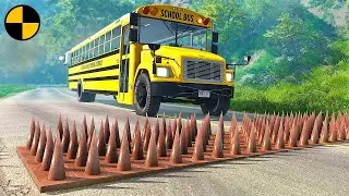 Cars vs Spikes Trap & Tire Service 😱 BeamNG Drive