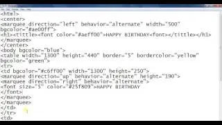 html text and image animation using marquee tag and attributes