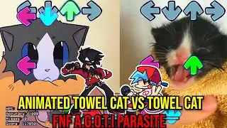 A.G.O.T.I PARASITE Towel Cat VS ANIMATED TOWEL Cat? - Friday Night Funkin' Animation