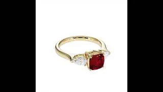 Atyaza Inc Yellow Gold Garnet and Diamond Engagement Ring ATZR 0785