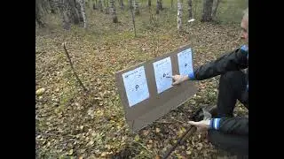 В 410 калибре сравнительный отстрел двух пуль - катушка и шар на 40 метров с гладкого ствола.