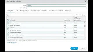 Paloalto Url Categories allow and alert and block actions