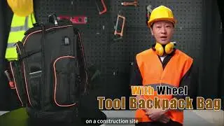 Tool Backpack Bag With Wheel, Heavy Duty Rolling Tool Backpack Hvac On Wheel Tool Bag For Men,
