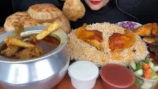 ASMR EATING PURI,HANDI MUTTON CURRY,MANDI WITH CHICKEN FOOD VIDEOS