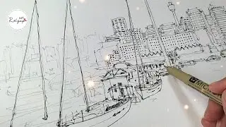 Darling Harbour, Sydney | Ink & Watercolor | Time Lapse