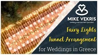 Suspended Fairy Lights Arrangements using a Metal Cage for Destination Weddings in Greece