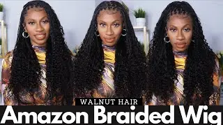 Amazons Best Braided wig! Ft. Walnut Hair Boho Knotless Box Braid wig with curly human hair ends