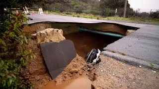 California storms: Hail in the Bay Area, lightning strikes landmarks, rockslides, sinkholes and more