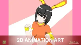 Drawing bunny girl in OpenToonz digital animation software