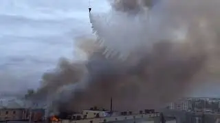 Тушение пожара в тверском оборонном НИИ  вертолетом Ми-8  МЧС. 21.04.2022