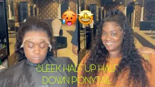 😜 HOW TO DO A HALF UP HALF DOWN LACE WIG PONYTAIL 🔥