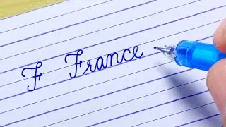 How to write English writing capital letter F “France” | alphabet | Cursive handwriting practice