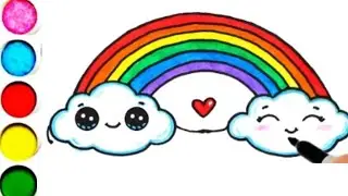 Rainbow 🌈 drawing, painting and colouring for Kids and Toddler||