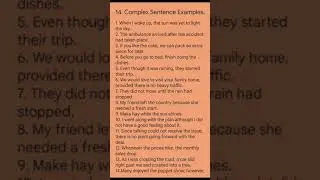 14. Complex Sentence Examples. 