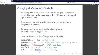 Variable Declaration and Initialization, Assignment Statements, Printing Variables