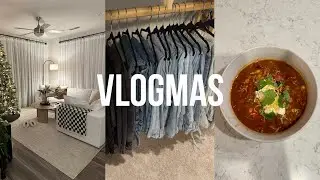 closet organization, rearranging the living room, healthy chili recipe | VLOGMAS 2023