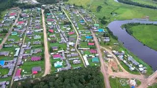 село Сура с высоты полёта дрона. Через пару недель после урагана 2020