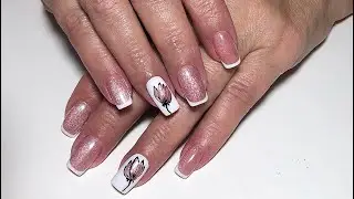 Nail design cat french manicure
