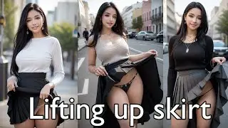 [Ai lookbook] Girlfriend lifting up skirt | スカートをめくり上げるガールフレンド | 치마를 들어 올리는 여자 친구