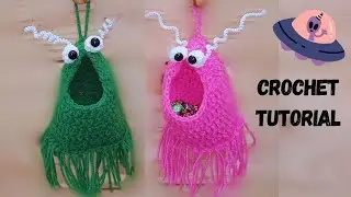 How to Crochet a Yip Yip Aliens with Written Pattern. Martian Hanging Basket Tutorial  Dice Bag D&D.