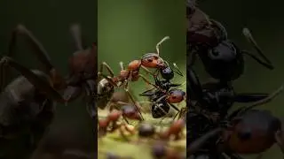 Black ants spray acid foam to fight back against aggressive fire ants😱 