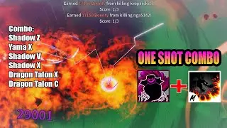 『Best One Shot Combo Shadow Fruit + Dragon Talon』Bounty Hunting | Blox Fruits
