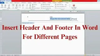 How To Insert Header And Footer In Word For Different Pages