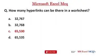 Top 50 MS Excel MCQ's Question with Answers | Microsoft Excel | MS Office Question #msoffice