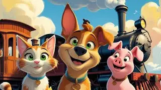 Детская песня - Поезд с животными | Детские песни | Изучаем животных | Детская песенка про паровозик