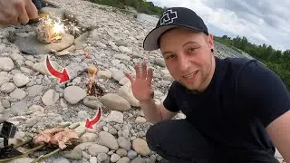 Selbstexperiment mit Feuerstahl Feuer machen! | Lecker Fisch grillen