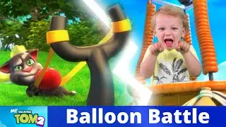 My Talking Tom 2 in REAL LIFE Balloon Battle with Alex and Kirill
