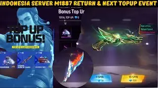 Indonesia server M1887 gun skin return & next topup event 🔥 ff Indonesia server new event today 🎯