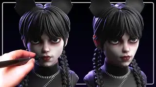 Sculpting Black Cat Wednesday Addams | Blender 3D