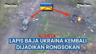 Kendaraan Lapis Baja Ukraina Hangus Dibakar Drone Peledak Rusia di Kharkov