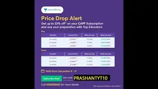 LAST DAY Unacademy Price drop: Upto 43% discount on CDS/AFCAT/CAPF  using code : PRASHANTYT10