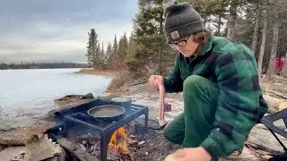 Wilderness Hot Tent Winter Camping: Catching Fish And Eating Them
