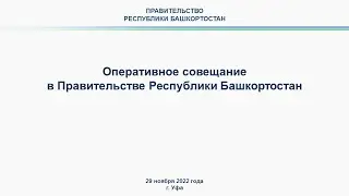 Оперативное совещание в Правительстве Республики Башкортостан: прямая трансляция 29 ноября 2022 года
