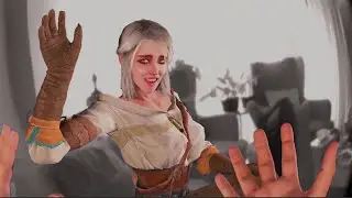 Mixed Reality VR - Chilling with Ciri in my living room (Virtual Desktop Beta)
