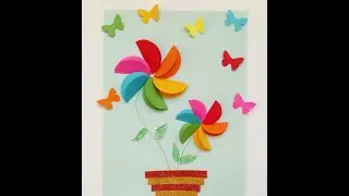 Аpplication flowers and butterflies made of colored paper#